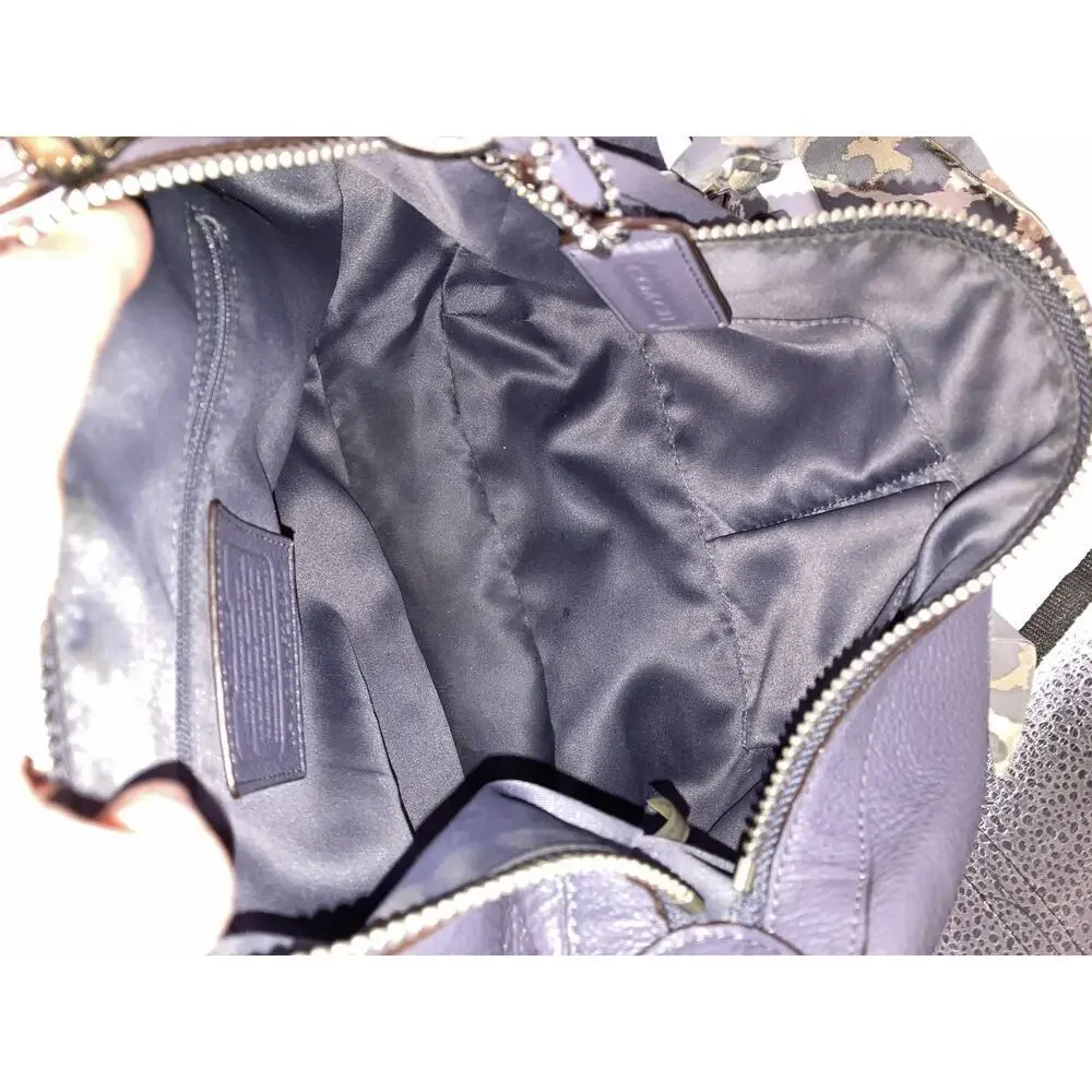 COACH F23960 PURPLE -GRAY PEBBLED LEATHER HOBO BAG